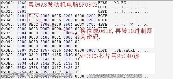 奥迪A8发动机4D0 907 560电脑5P08C3密码